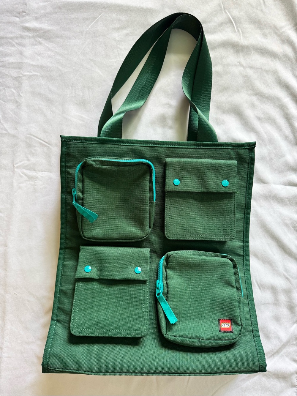 LEGO X Target Green Canvas Multi-Pocket Messenger Tote